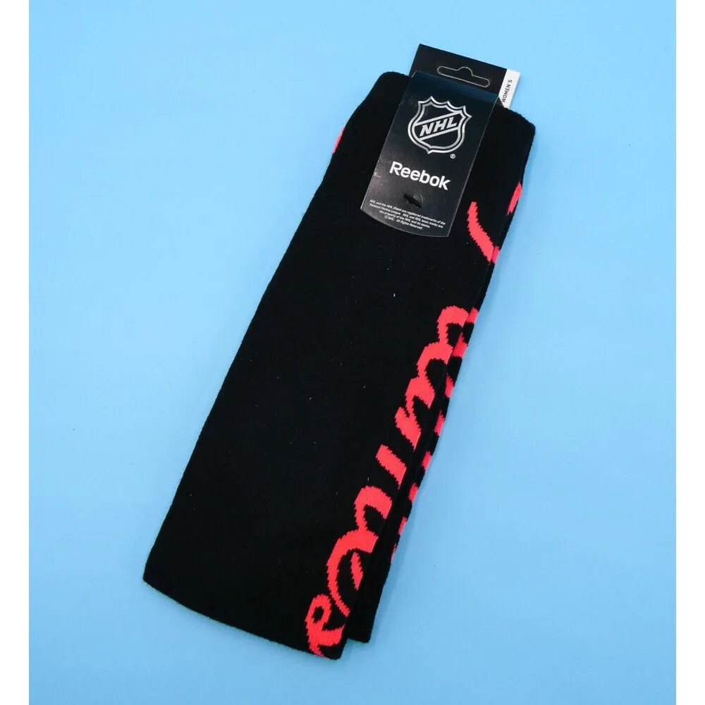 Calgary Flames Crew Socks‎ Womens One Size Reebok Black Hockey NHL Mid Y2K